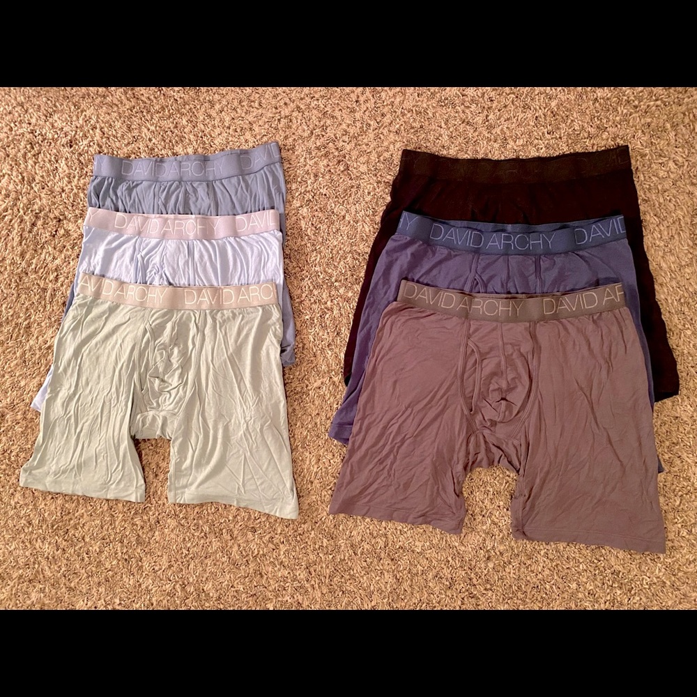 6 Pair David Archy Long Boxer Briefs